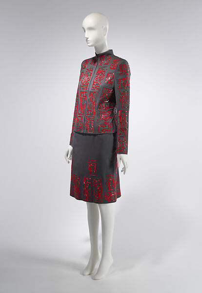 Ensemble, House of Givenchy (French, founded 1952), wool, silk, elastane, plastic (vinyl), French