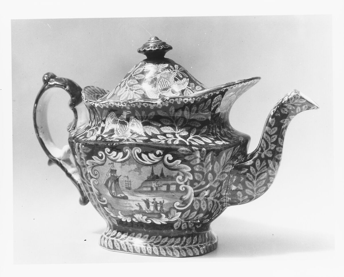 Teapot, Earthenware, transfer-printed, British (American market) 