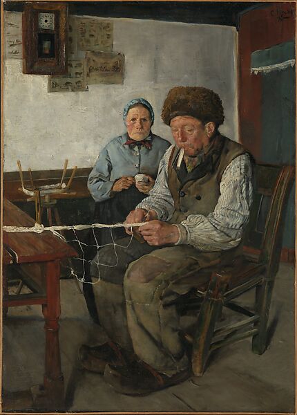 The Net Mender (Garnbinderen), Christian Krohg (Norwegian, Vestre Aker 1852–1925 Oslo (Kristiania)), Oil on canvas