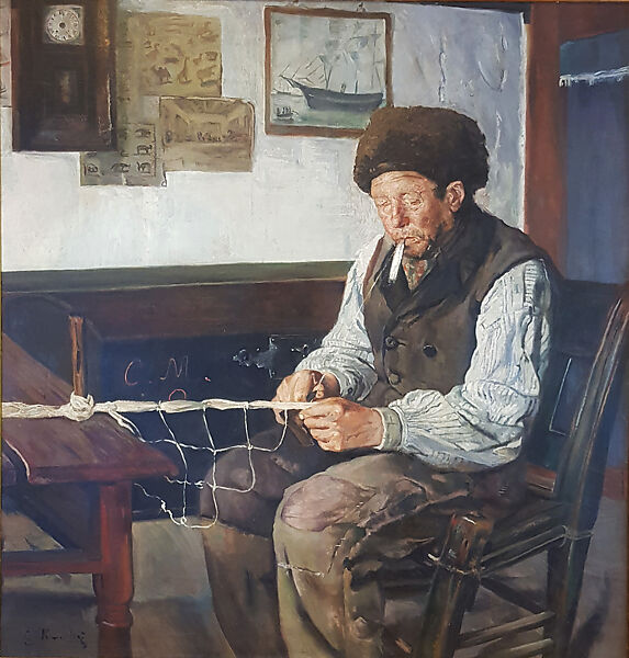 The Net Mender (Garnbinderen), Christian Krohg (Norwegian, Vestre Aker 1852–1925 Oslo (Kristiania)), Oil on canvas