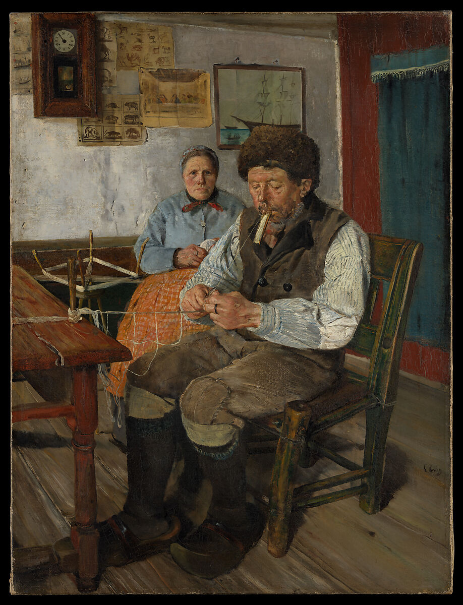 The Net Mender (Garnbinderen), Christian Krohg (Norwegian, Vestre Aker 1852–1925 Oslo (Kristiania)), Oil on canvas 