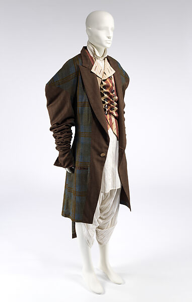 Ensemble, John Galliano (founded 1984), (a) wool, cotton, horn, (b) cotton, mother-of-pearl, (c) cotton, mother-of-pearl, (d) cotton, mother-of-pearl, British