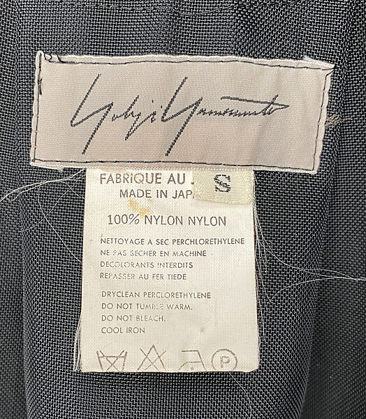 Ensemble, Yohji Yamamoto (Japanese, born Tokyo, 1943), (a) wool, synthetic fiber, cotton, plastic; (b) nylon, (c) wool, synthetic fiber, cotton, Japanese