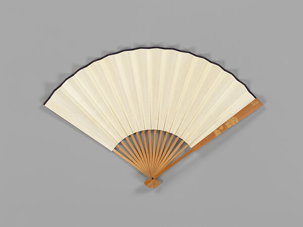 Folding fan with bamboo frame carved with tree peonies and fingered citrons