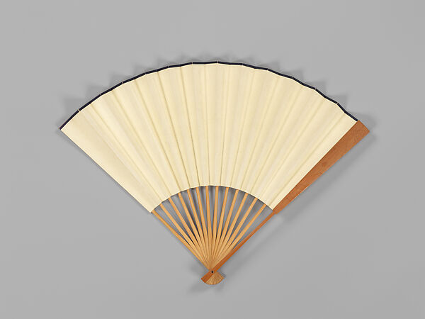 Folding fan with bamboo frame carved with spider and bamboos, Jin Xiya (Chinese, 1890–1979), Folding fan with plain paper; carved bamboo frame, China 