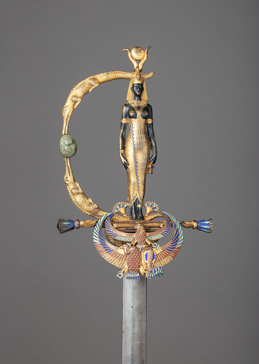 Presentation Sword Honoring Commandant Jean-Baptiste Marchand (1863–1934) for His Conduct at Fashoda, Hilt designed by Jean-Joseph-Marie-Anatole Marquet de Vasselot (French, Paris 1840–1904 Neuilly-sur-Seine), Copper alloy, gold, enamel, jade, steel, French, Paris
