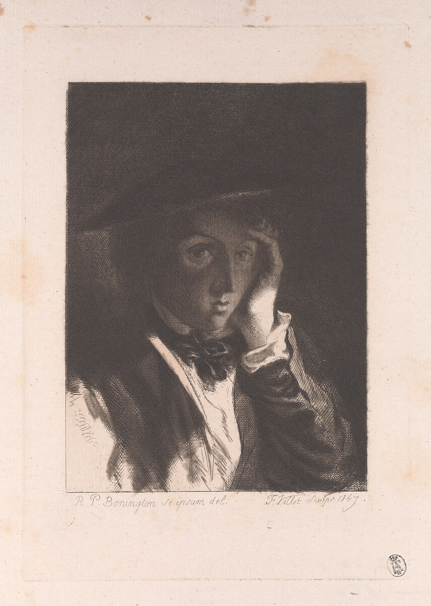 Self-portrait of Richard Parkes Bonington, Frédéric Villot (French, Liège 1809–1875 Paris), Etching with roulette 