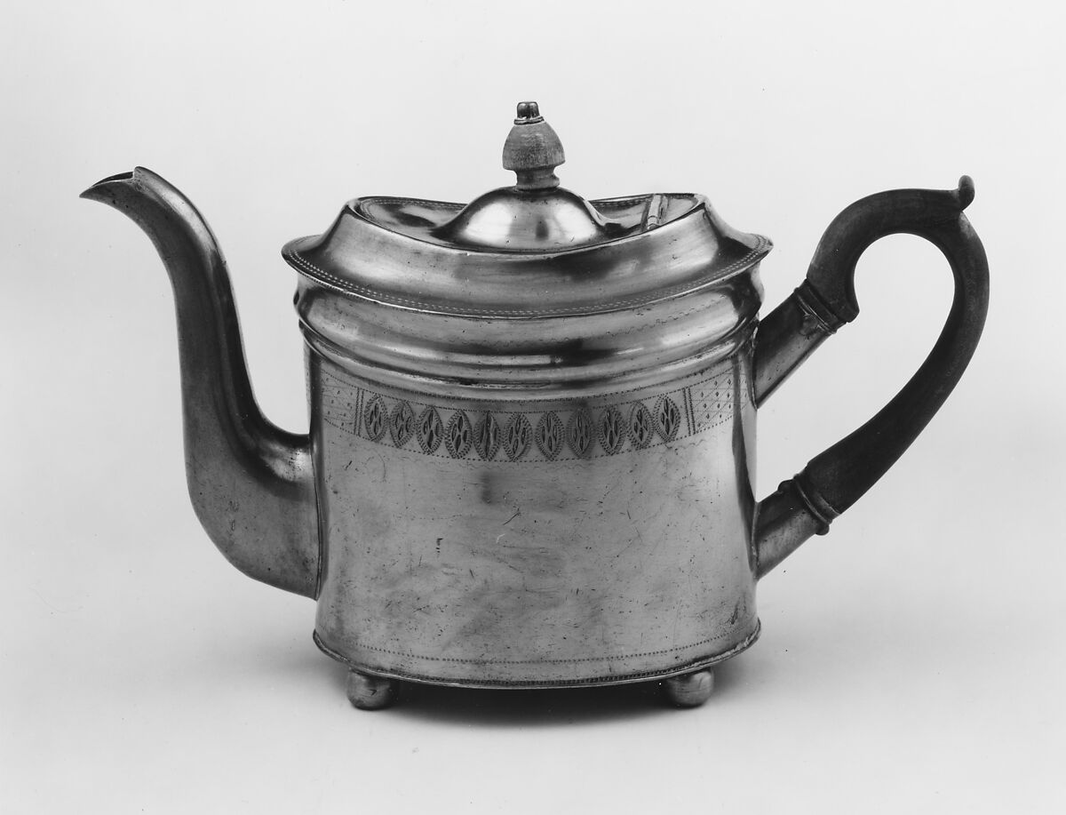Teapot, Israel Trask (1786–1867), Pewter, American 