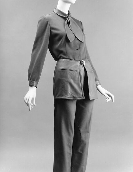 Pantsuit, Bonnie Cashin (American, Oakland, California 1908–2000 New York), (a) wool, leather; (b) cotton, leather, American