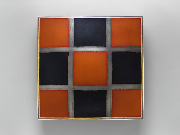 Checked Box in Red and Black, Tanaka Terukazu 田中照一 (Japanese, born 1945), Silver, copper and gold alloy (shakudō), and copper, Japan