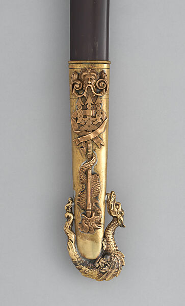 Naval Presentation Sword, Ames Manufacturing Company (American, Chicopee, Massachusetts, 1834–1935), Steel, copper alloy, gold, walrus tusk, wood, American