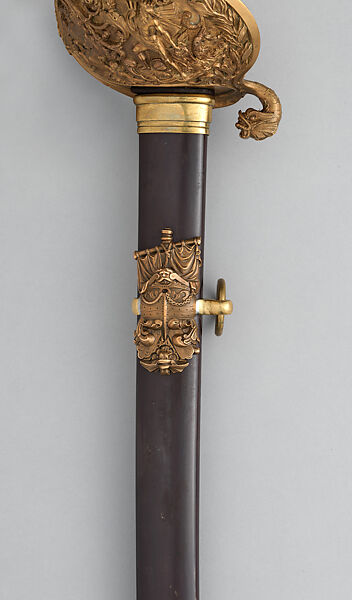 Naval Presentation Sword, Ames Manufacturing Company (American, Chicopee, Massachusetts, 1834–1935), Steel, copper alloy, gold, walrus tusk, wood, American
