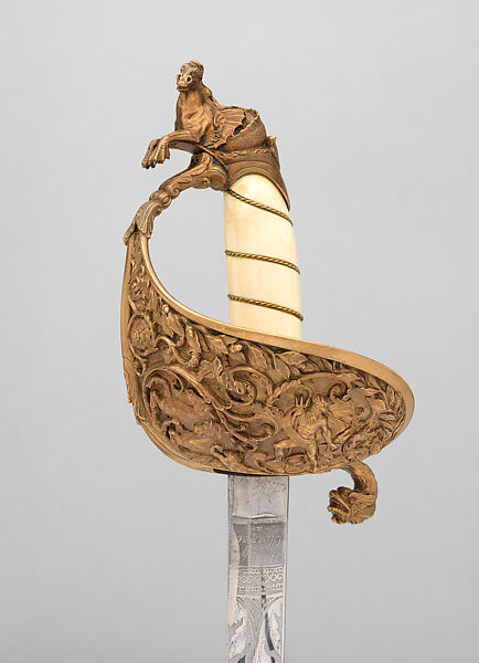 Naval Presentation Sword, Ames Manufacturing Company (American, Chicopee, Massachusetts, 1834–1935), Steel, copper alloy, gold, walrus tusk, wood, American