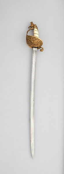 Naval Presentation Sword, Ames Manufacturing Company (American, Chicopee, Massachusetts, 1834–1935), Steel, copper alloy, gold, walrus tusk, wood, American