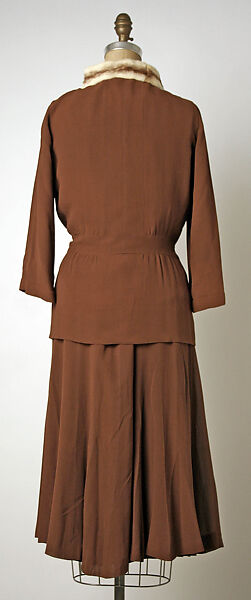 Wedding ensemble, Hattie Carnegie, Inc. (American, 1918–1965), (a) silk, fur
(b, c, e) silk
(d, f) silk, cotton, American