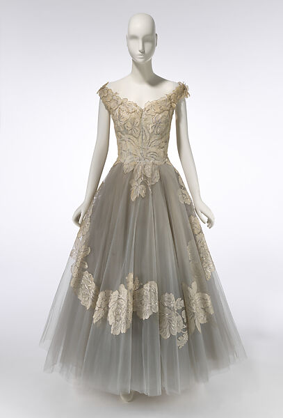 Evening dress, Ann Lowe (American, Clayton, Alabama ca. 1898–1981 Queens, New York), nylon, metallic thread, silk, American 