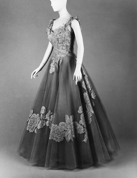 Evening dress, Ann Lowe (American, Clayton, Alabama ca. 1898–1981 Queens, New York), nylon, metallic thread, silk, American