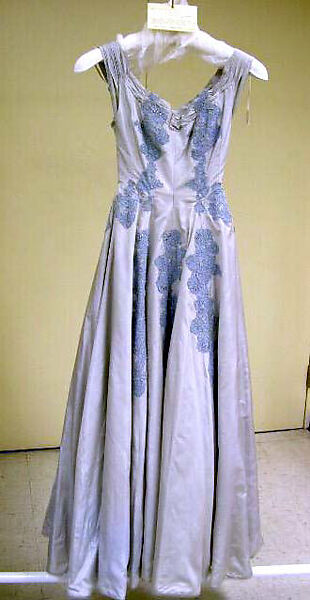 Evening dress, Ann Lowe (American, Clayton, Alabama ca. 1898–1981 Queens, New York), silk, cotton, glass, synthetic fiber, American