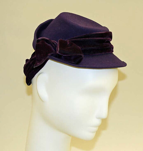 Hat, Hattie Carnegie, Inc. (American, 1918–1965), wool, cotton, American 