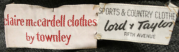 Bathing suit, Claire McCardell (American, 1905–1958), (a) wool; (b) cotton, wood, American