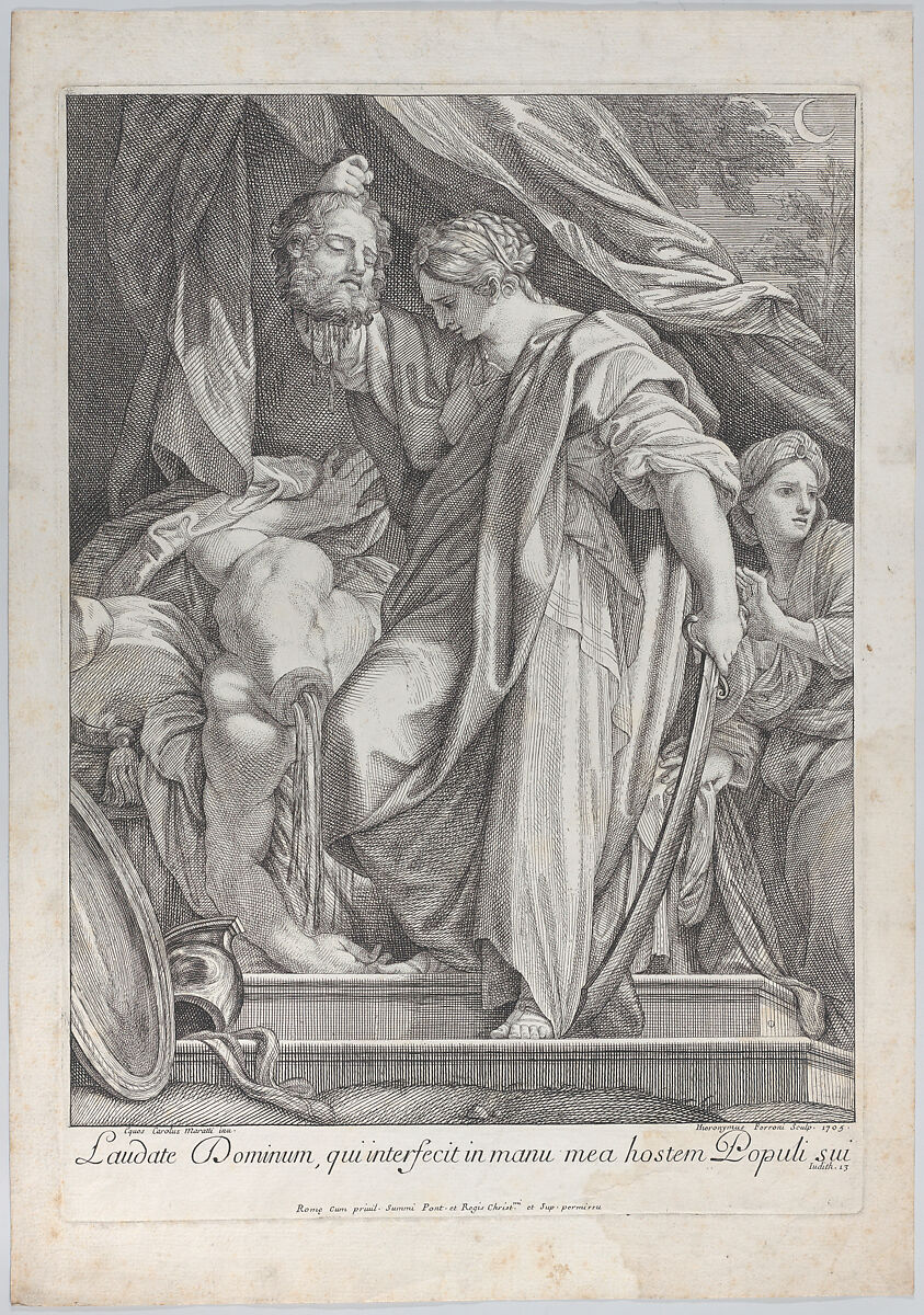 Judith cutting the head off Holofernes, Hieronymus Ferroni (1687–1730), Engraving 