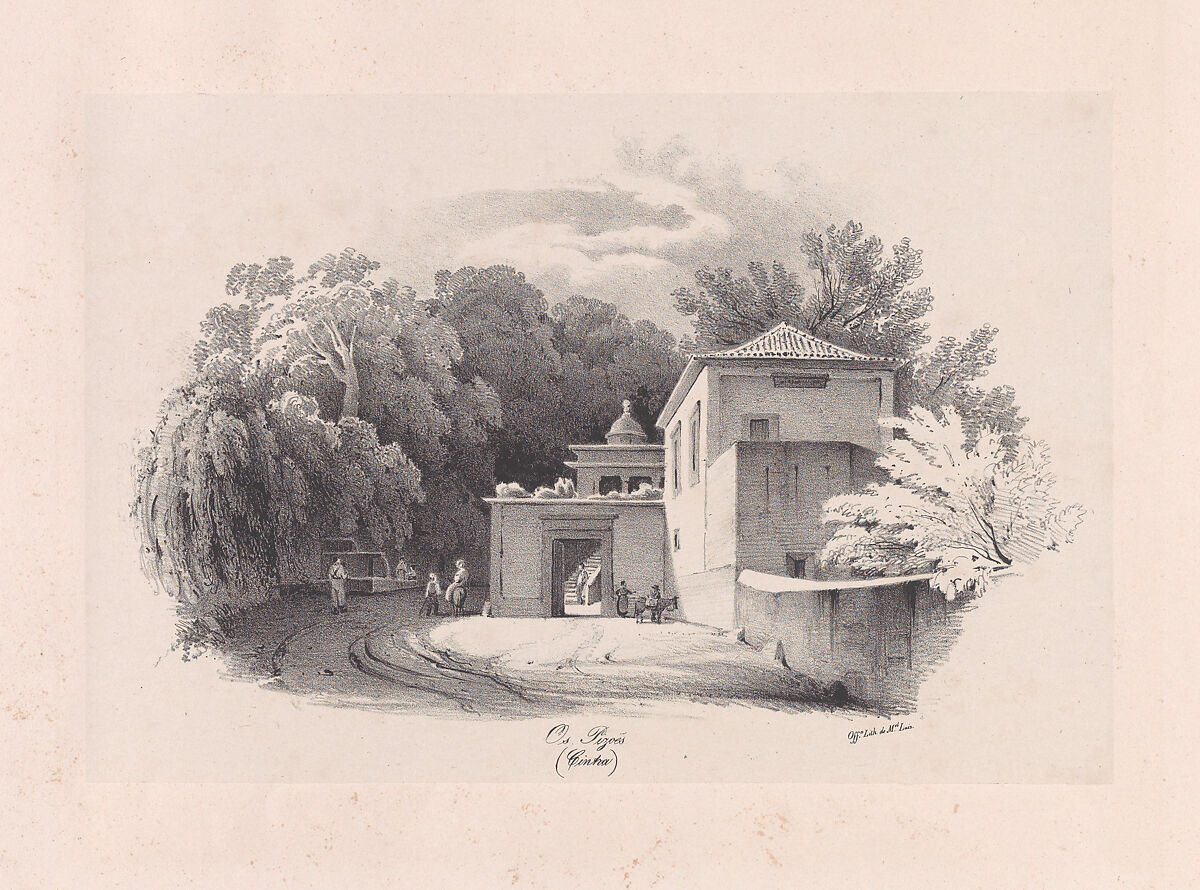 View of the Quinta dos Pizões, Sintra, Clementine de Brelaz (Portuguese, 1811–1892), Lithograph on chine collé on a larger support sheet 