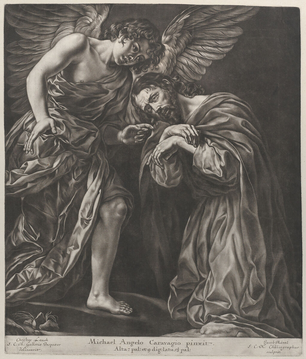 Christ on the Mount of Olives, Jacob Männl (German, Carlsbad 1654–1712 Vienna), Mezzotint 