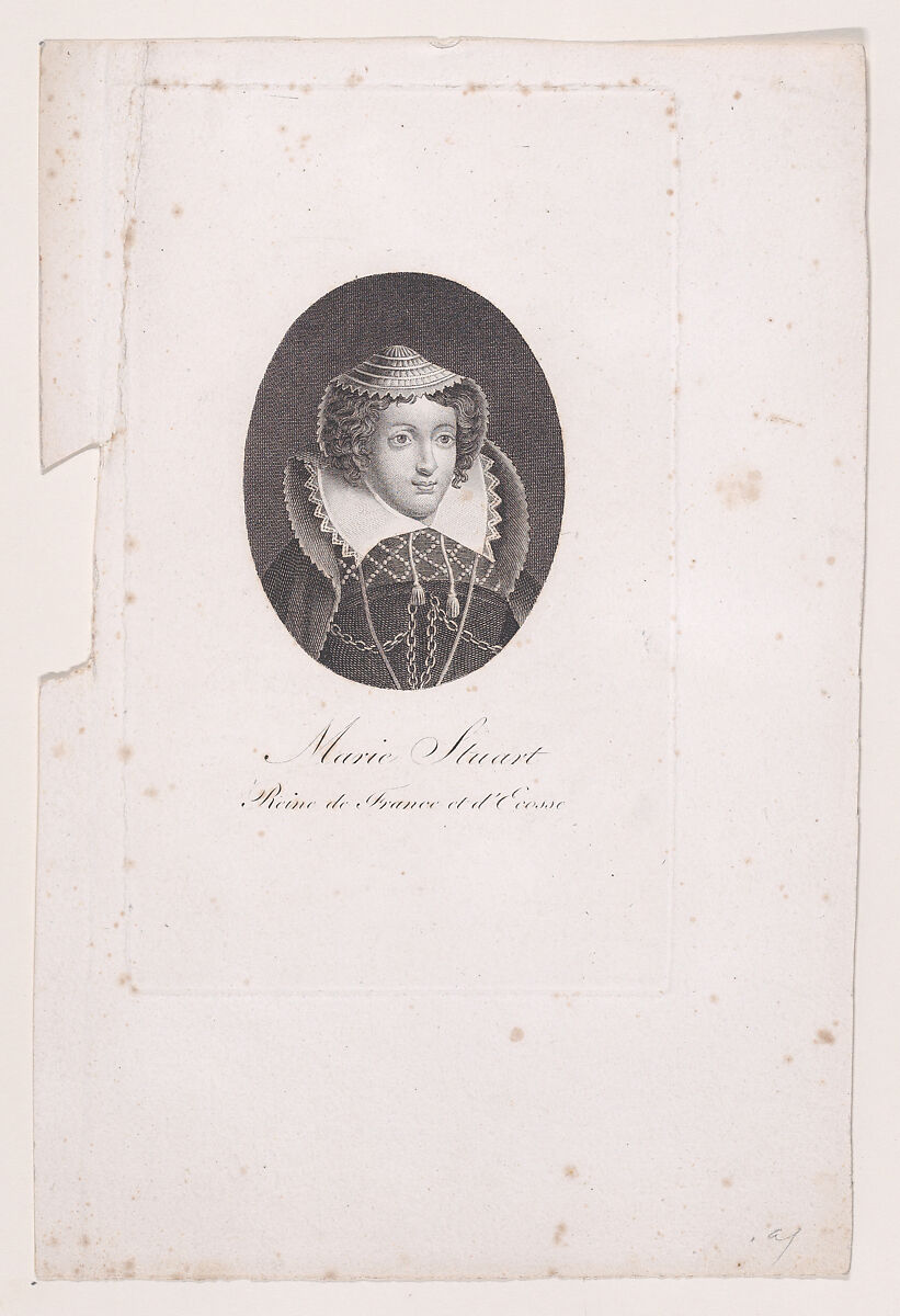 Portrait of Mary, Queen of Scots, Anonymous, French, 18th century, Engraving 