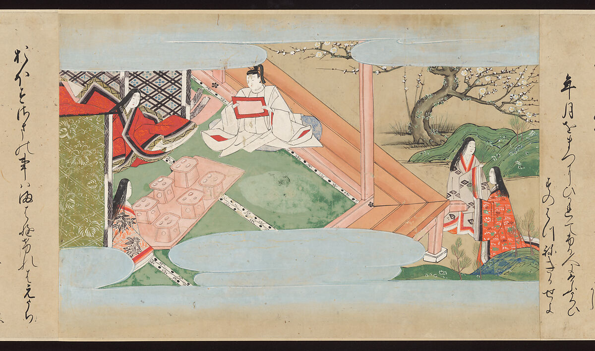Illustrated Handscrolls of The Tale of Genji, Ryūjo (Tatsujo) (Japanese, active late 16th century), Five handscrolls; ink and color on paper (illustrations); ink on paper (texts), Japan
