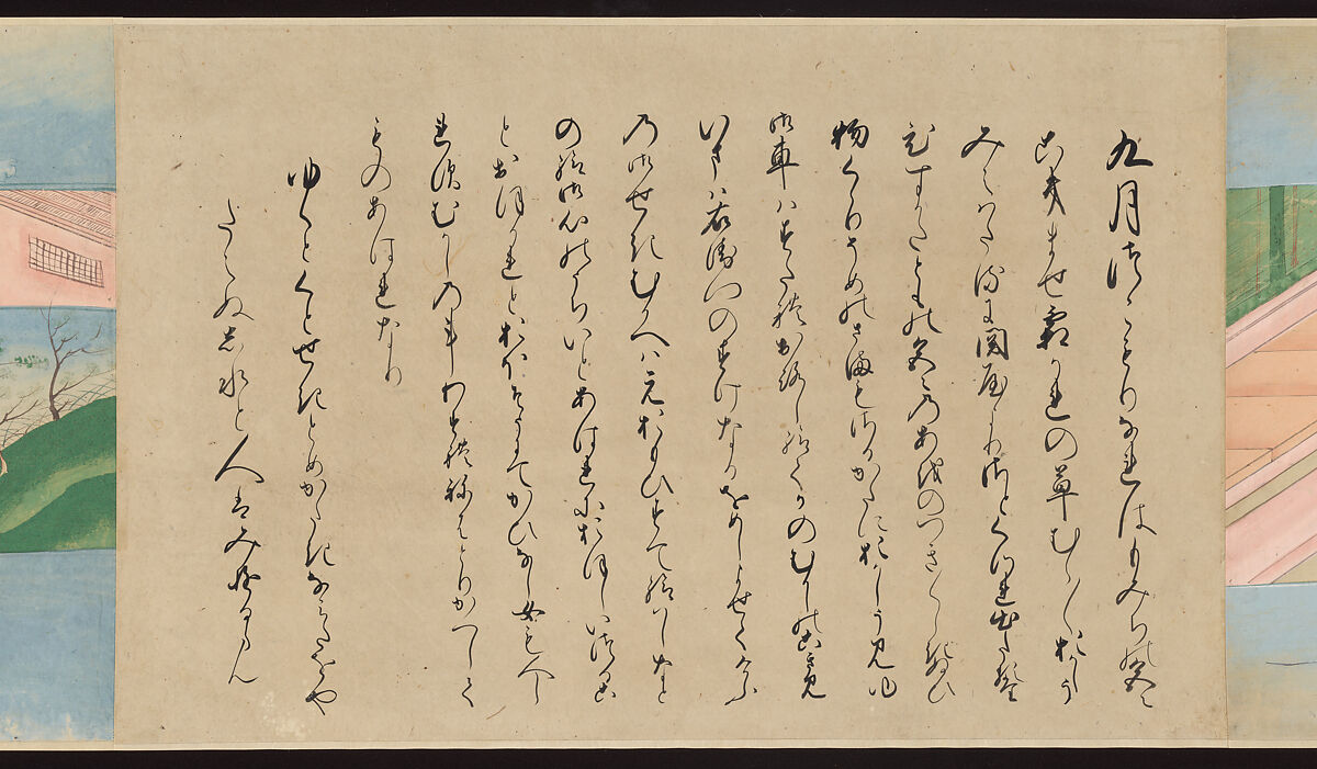 Illustrated Handscrolls of The Tale of Genji, Ryūjo (Tatsujo) (Japanese, active late 16th century), Five handscrolls; ink and color on paper (illustrations); ink on paper (texts), Japan