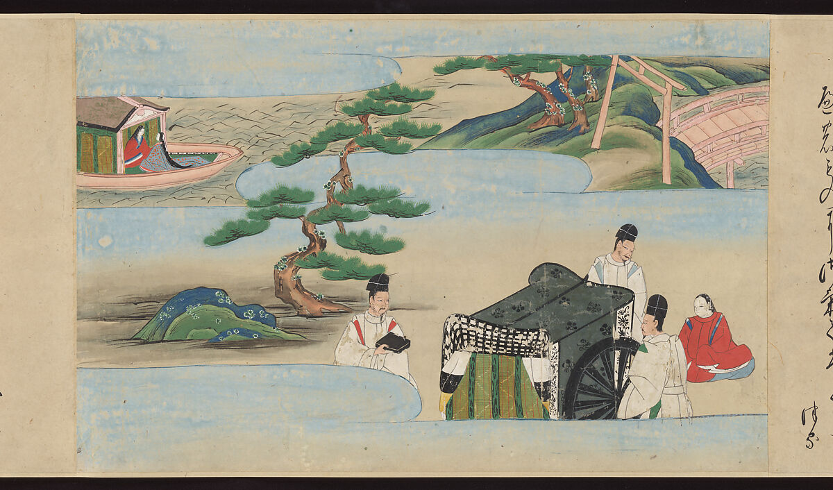 Illustrated Handscrolls of The Tale of Genji, Ryūjo (Tatsujo) (Japanese, active late 16th century), Five handscrolls; ink and color on paper (illustrations); ink on paper (texts), Japan