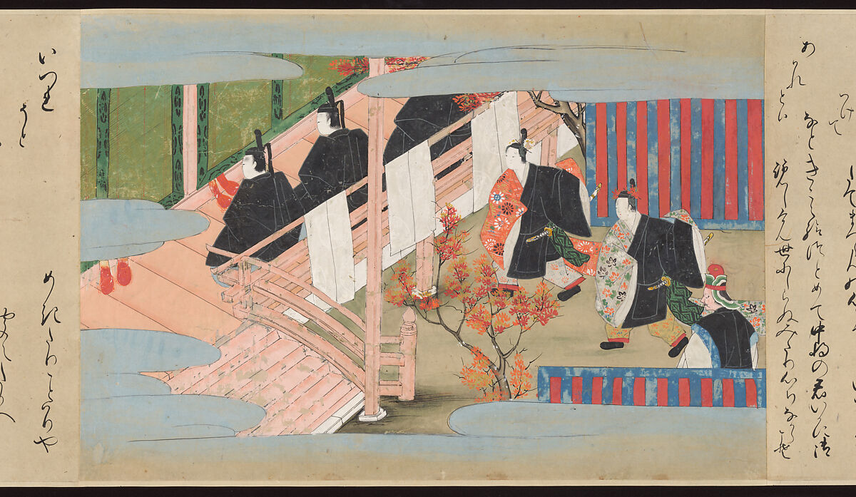 Illustrated Handscrolls of The Tale of Genji, Ryūjo (Tatsujo) (Japanese, active late 16th century), Five handscrolls; ink and color on paper (illustrations); ink on paper (texts), Japan