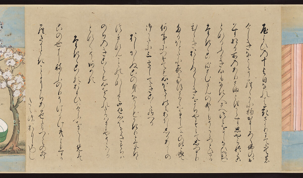 Illustrated Handscrolls of The Tale of Genji, Ryūjo (Tatsujo) (Japanese, active late 16th century), Five handscrolls; ink and color on paper (illustrations); ink on paper (texts), Japan