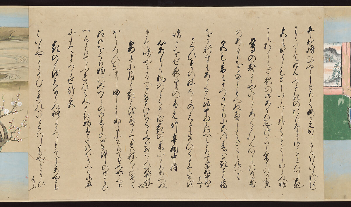 Illustrated Handscrolls of The Tale of Genji, Ryūjo (Tatsujo) (Japanese, active late 16th century), Five handscrolls; ink and color on paper (illustrations); ink on paper (texts), Japan