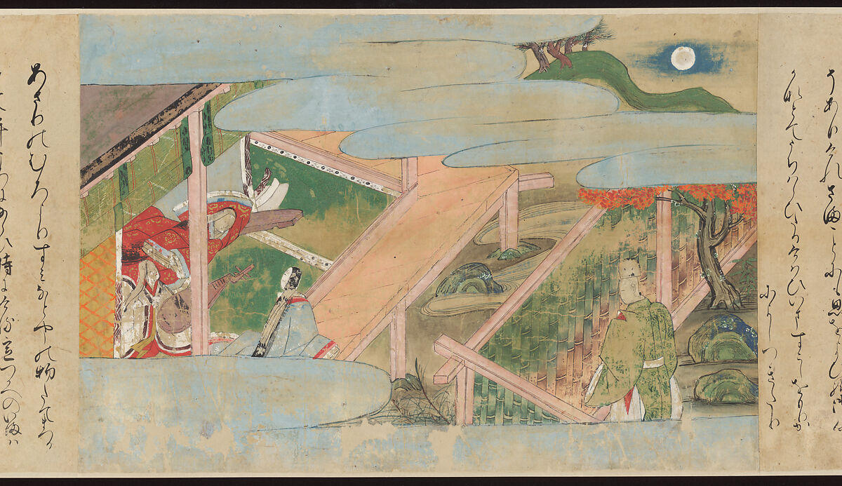 Illustrated Handscrolls of The Tale of Genji, Ryūjo (Tatsujo) (Japanese, active late 16th century), Five handscrolls; ink and color on paper (illustrations); ink on paper (texts), Japan