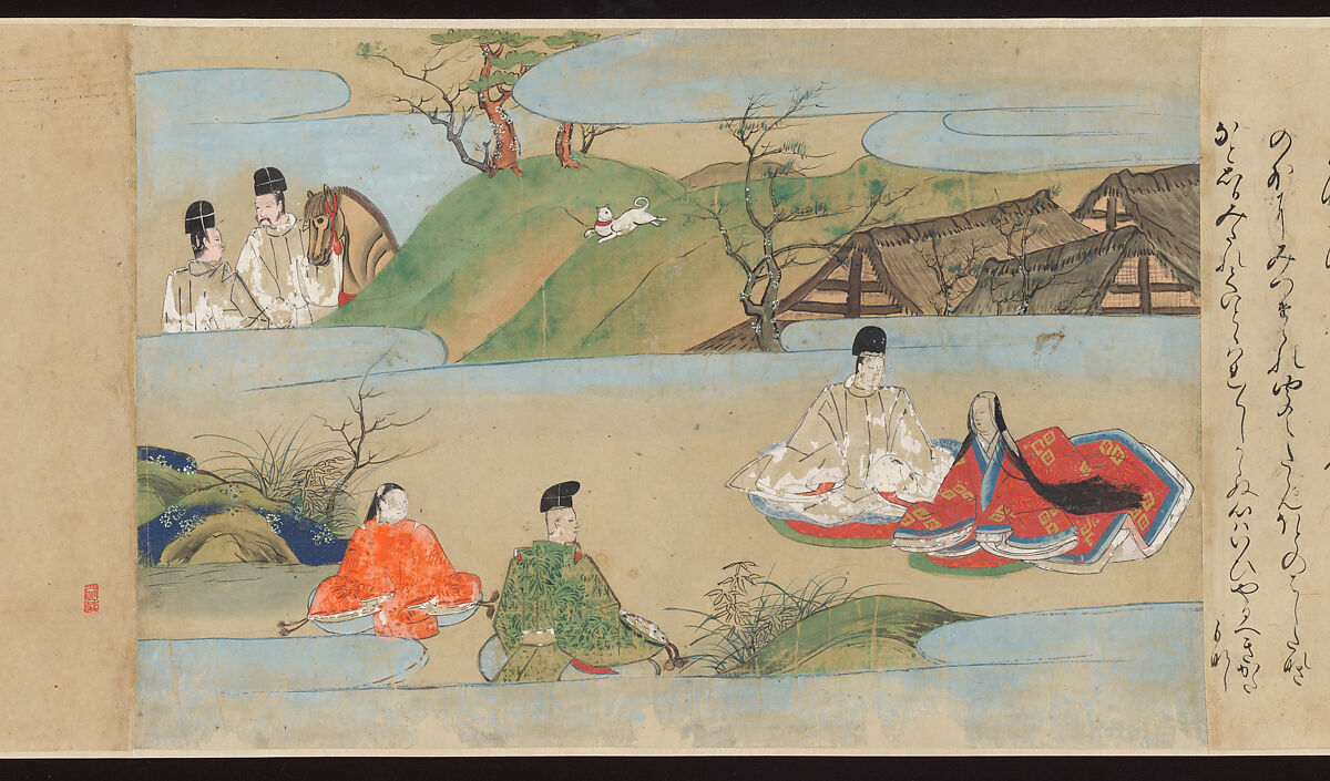 Illustrated Handscrolls of The Tale of Genji, Ryūjo (Tatsujo) (Japanese, active late 16th century), Five handscrolls; ink and color on paper (illustrations); ink on paper (texts), Japan