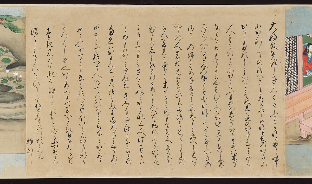 Illustrated Handscrolls of The Tale of Genji, Ryūjo (Tatsujo) (Japanese, active late 16th century), Five handscrolls; ink and color on paper (illustrations); ink on paper (texts), Japan