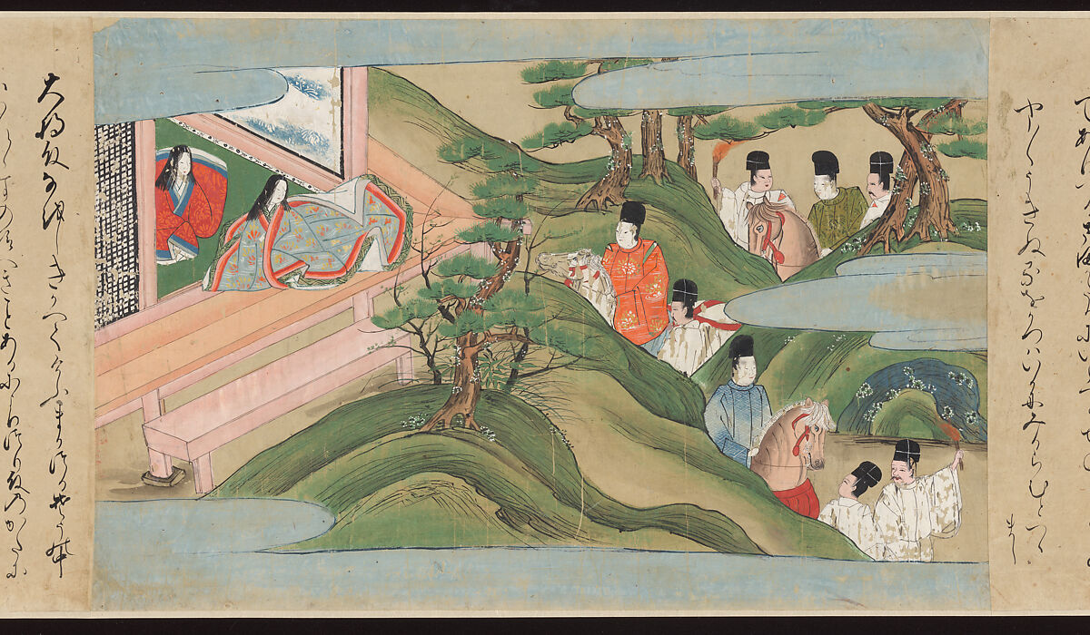 Illustrated Handscrolls of The Tale of Genji, Ryūjo (Tatsujo) (Japanese, active late 16th century), Five handscrolls; ink and color on paper (illustrations); ink on paper (texts), Japan