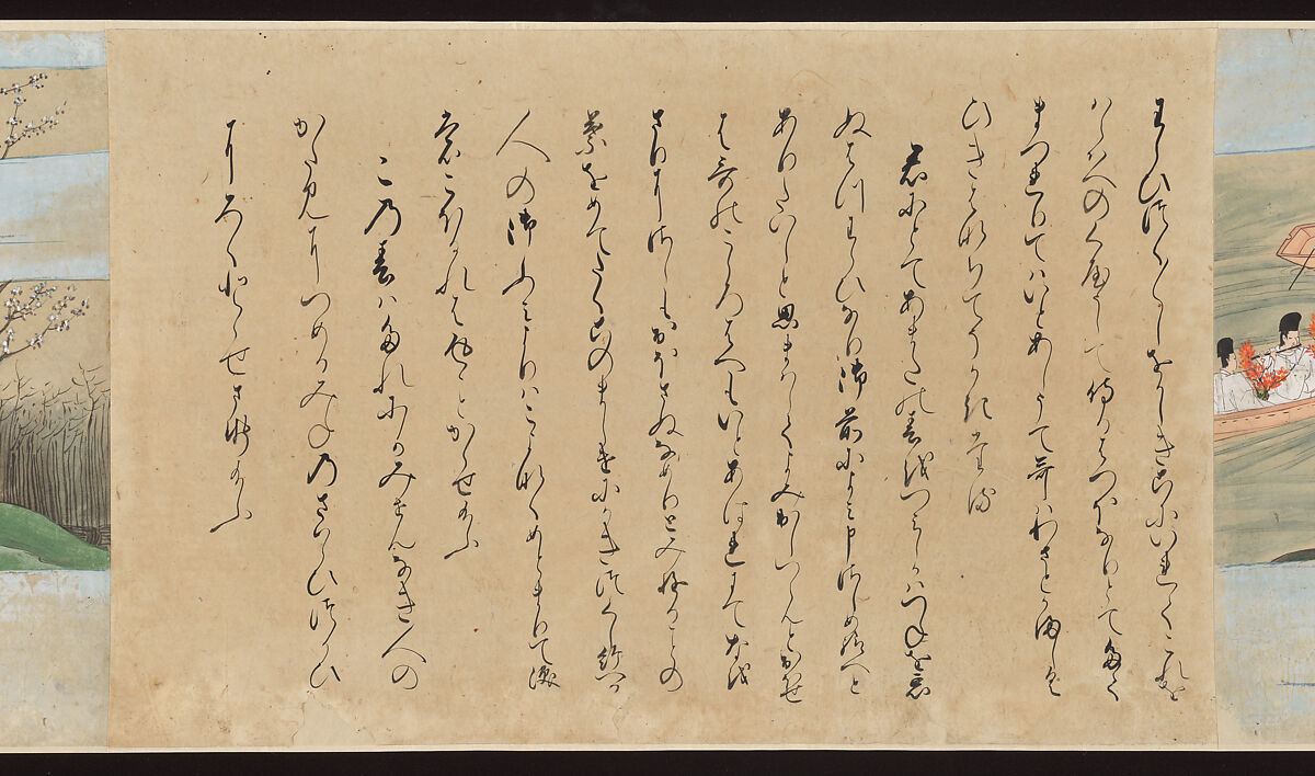 Illustrated Handscrolls of The Tale of Genji, Ryūjo (Tatsujo) (Japanese, active late 16th century), Five handscrolls; ink and color on paper (illustrations); ink on paper (texts), Japan