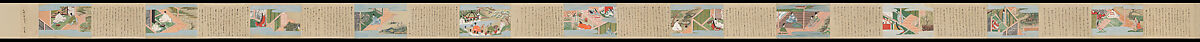 Illustrated Handscrolls of The Tale of Genji, Ryūjo (Tatsujo) (Japanese, active late 16th century), Five handscrolls; ink and color on paper (illustrations); ink on paper (texts), Japan
