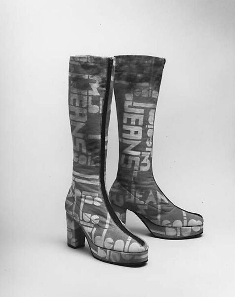 Boots, Leila Larmon, cotton, leather, American