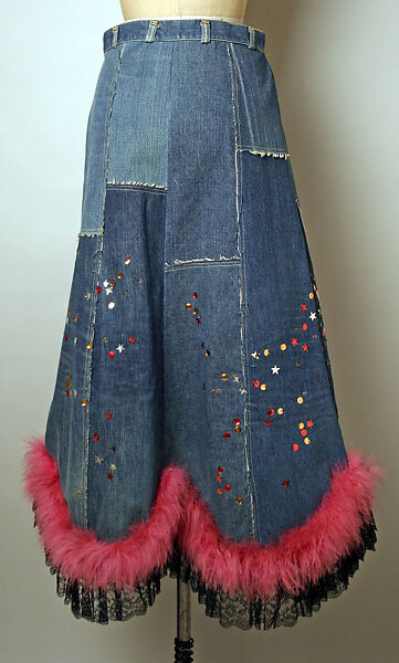 Skirt, (probably) Serendipity 3 (American, opened 1954), cotton, marabou stork feathers, nylon, plastic, American