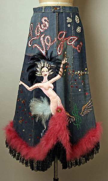 Skirt, (probably) Serendipity 3 (American, opened 1954), cotton, marabou stork feathers, nylon, plastic, American