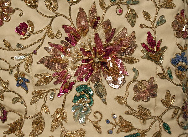 Evening dress, House of Balmain (French, founded 1945), silk, nylon, metallic embroidery, sequins, French