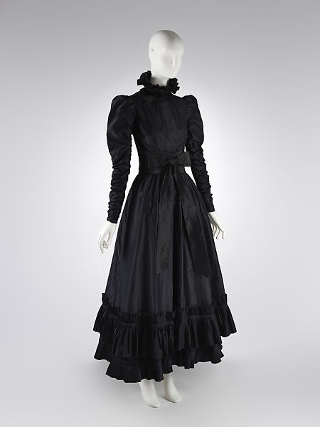 Dress, Yves Saint Laurent (French, founded 1961), (a) silk, metal; (b) silk, metal, French