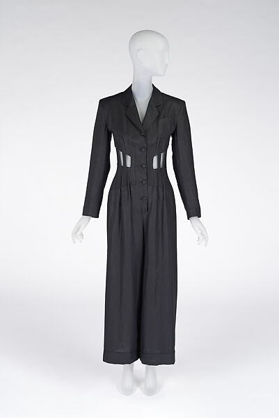 Jumpsuit, Jean Paul Gaultier (French, born 1952), linen, silk, metal, French 