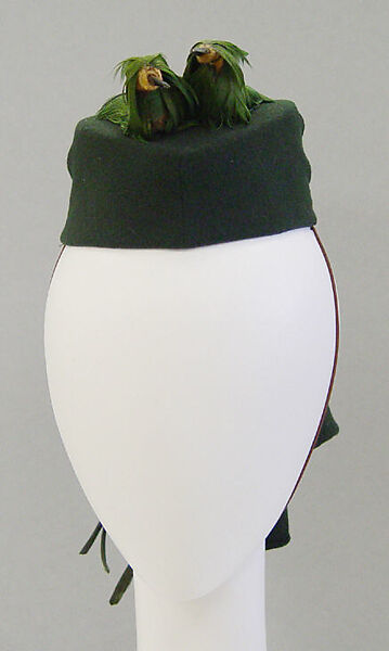 Hat, Hattie Carnegie (American (born Austria), Vienna 1889–1956 New York), wool, feathers, silk, American