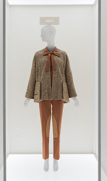 Ensemble, Vera Maxwell (American, 1901–1995), (a-c) wool
(d) silk
(e, f) leather, American