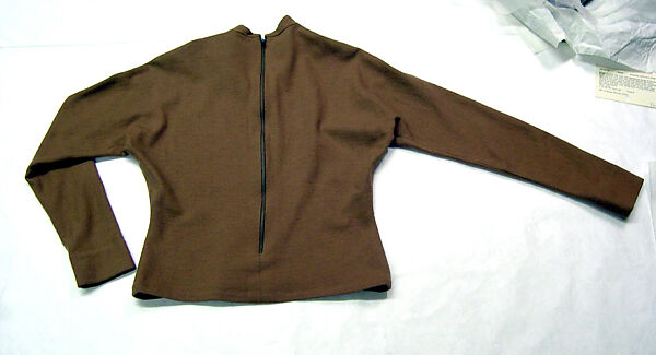 Ensemble, Vera Maxwell (American, 1901–1995), (a-c) wool
(d) silk
(e, f) leather, American