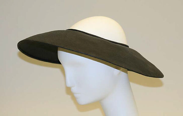 "Red Dahlia", House of Dior (French, founded 1946), (a–d) silk; (e) straw, French